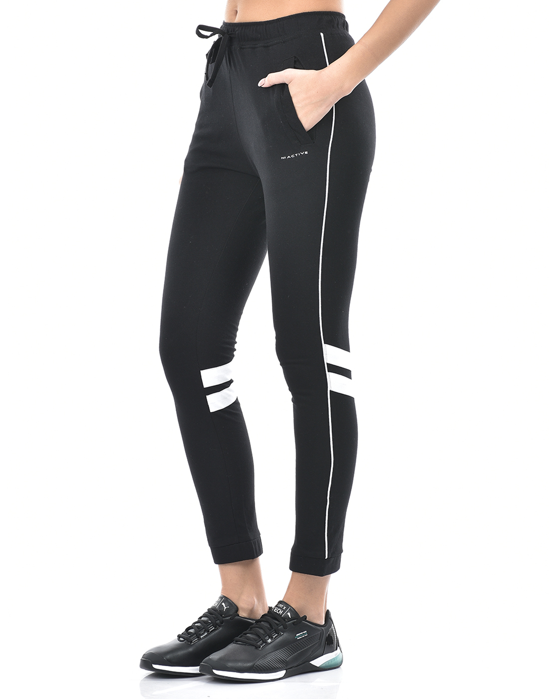 Numero Uno Women Striped Black Track Pants